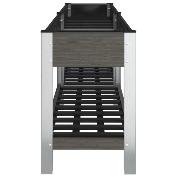 Градинска повдигната леха с рафт, сива, 200x50x75 см, WPC