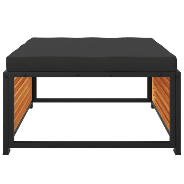 Градинска табуретка с възглавница 68x68x30 см акация масив