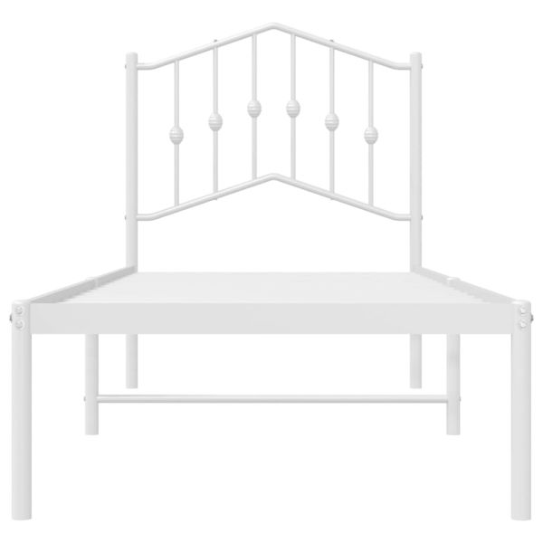 Метална рамка за легло с горна табла, бяла, 80x200 см