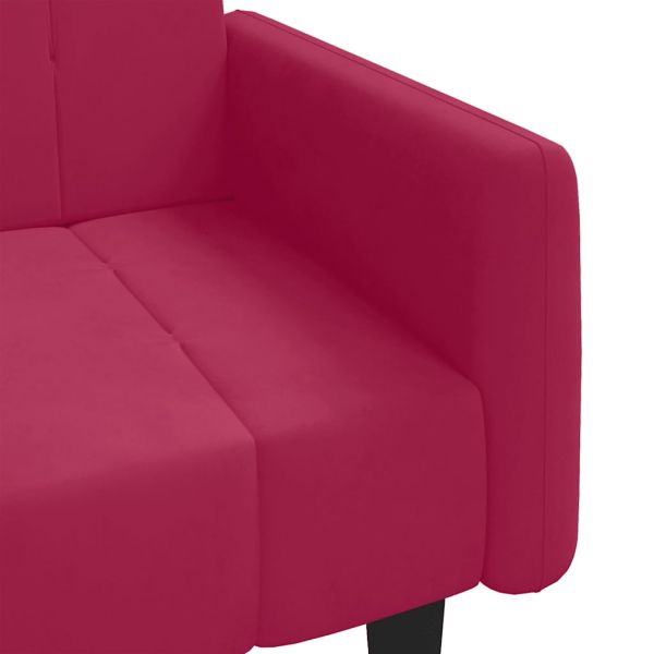 2-местно разтегателно канапе, виненочервено, кадифе