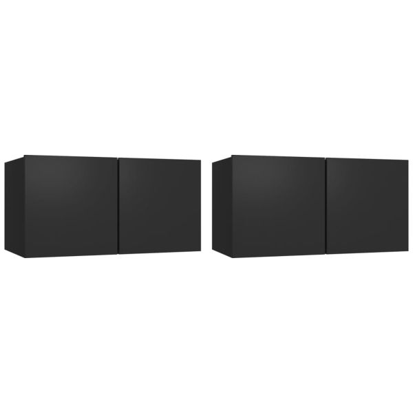 Окачени TВ шкафове, 2 бр, черни, 60x30x30 см