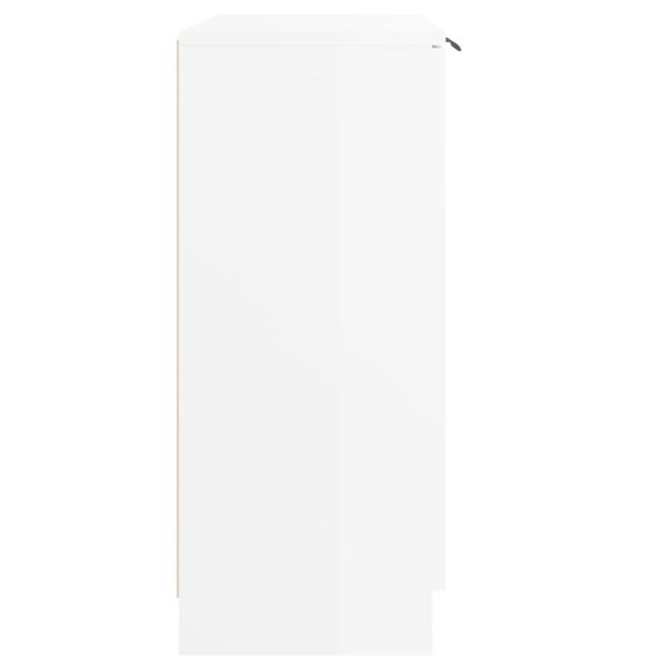 Сайдборд, бял гланц, 60x30x70 см, инженерно дърво