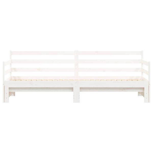 Канапе с изтеглящо разтегателно легло бяло 90x200 см бор масив