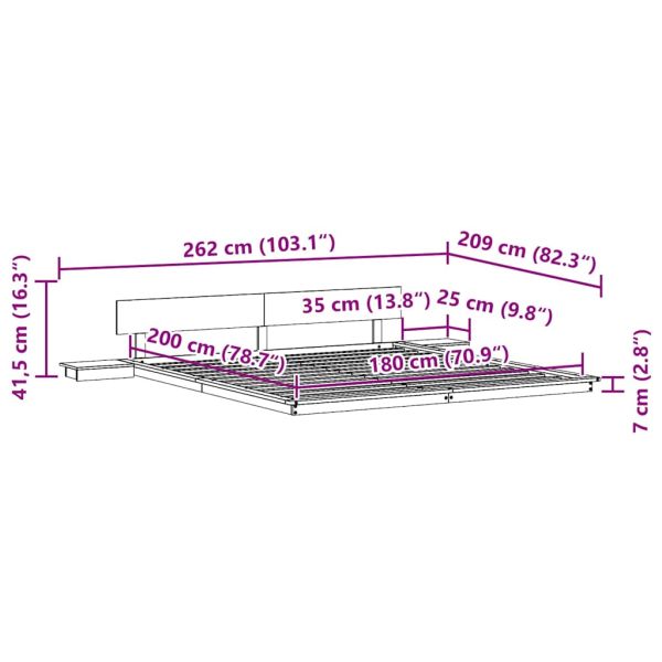 Рамка за легло Кафяво 180 x 200 cm Дърво