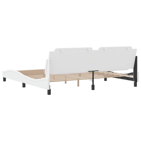 Рамка за легло без матрак Zadar, бяла, 200x200 см, изкуствена кожа