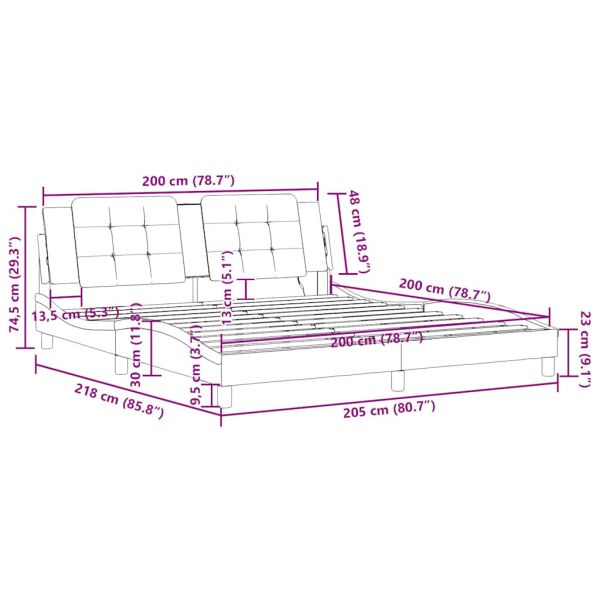 Рамка за легло без матрак Zadar, бяла, 200x200 см, изкуствена кожа