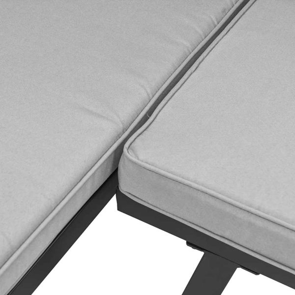 Градински пейки с възглавници 4 бр черен прахово боядисан метал