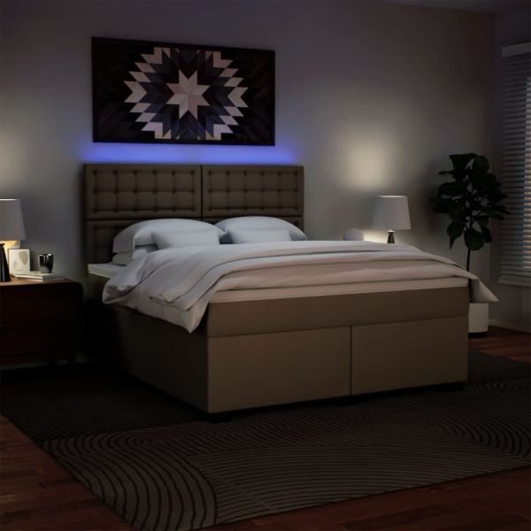 Боксспринг легло с матрак, капучино, 180x200см, изкуствена кожа