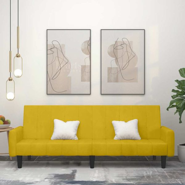 2-местно разтегателно канапе, жълто, кадифе