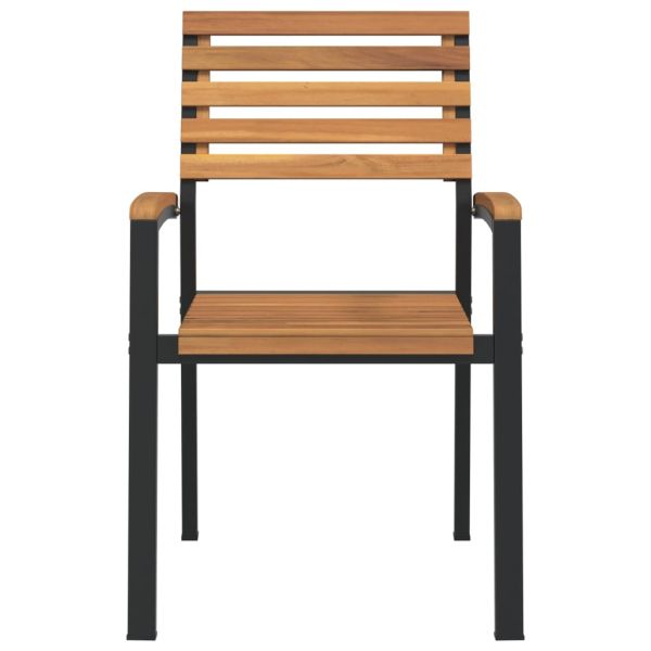 Стифиращи градински столове, 2 бр, акация масив и метал