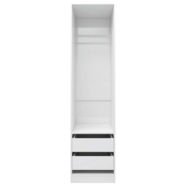 Гардероб с чекмеджета, бял гланц, 50x50x200 см, ПДЧ