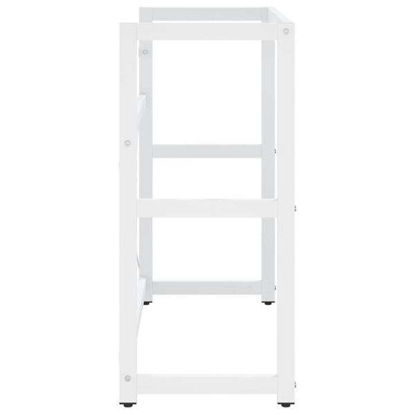 Рамка за мивка за баня, бяла, 79x38x83 см, желязо