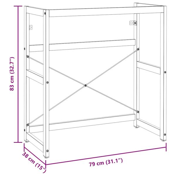 Рамка за мивка за баня, бяла, 79x38x83 см, желязо