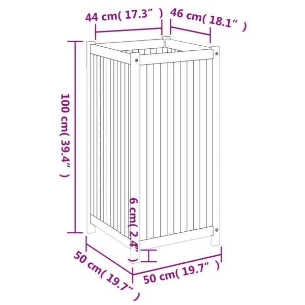 Градинска кашпа с вложка 50x50x100 см масивна акация