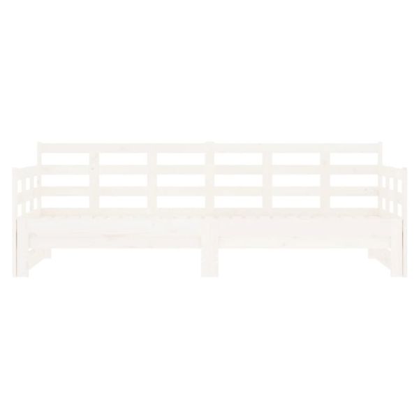 Разтегателна кушетка, бяла, борово дърво масив, 2x(80x200) см