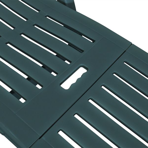 Шезлонг с подложка за крака, пластмаса, зелен