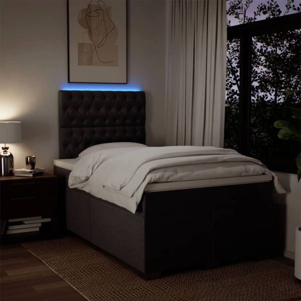 Боксспринг легло с матрак, тъмнокафяво, 120x190 см, плат