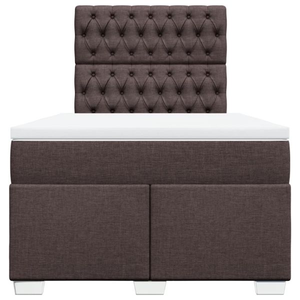 Боксспринг легло с матрак, тъмнокафяво, 120x190 см, плат