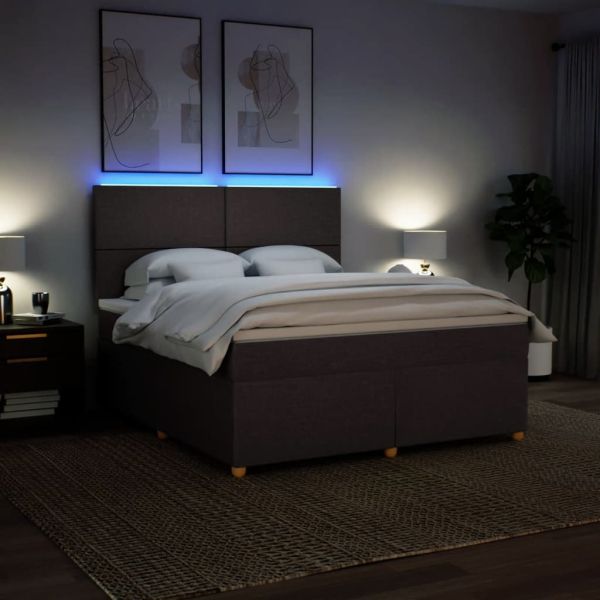 Боксспринг легло с матрак, тъмнокафяво, 180x200 см, плат