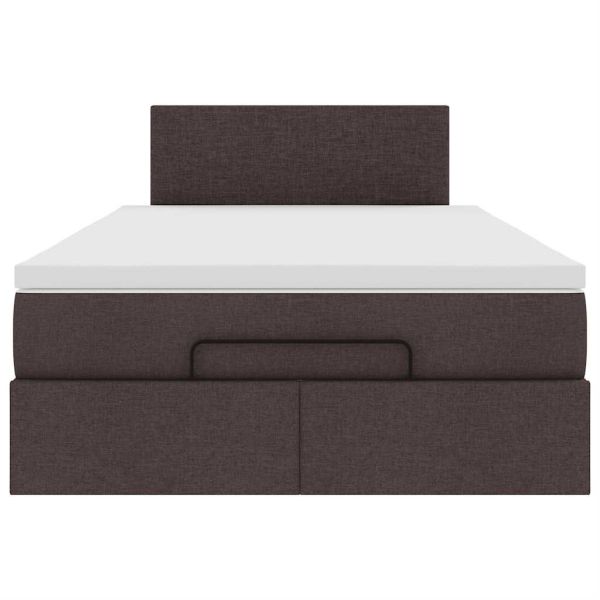 Османска легло с матрак, тъмнокафяво, 120x190 см, плат