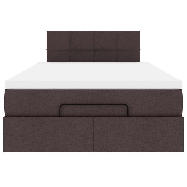 Османска легло с матрак, тъмнокафяво, 120x190 см, плат