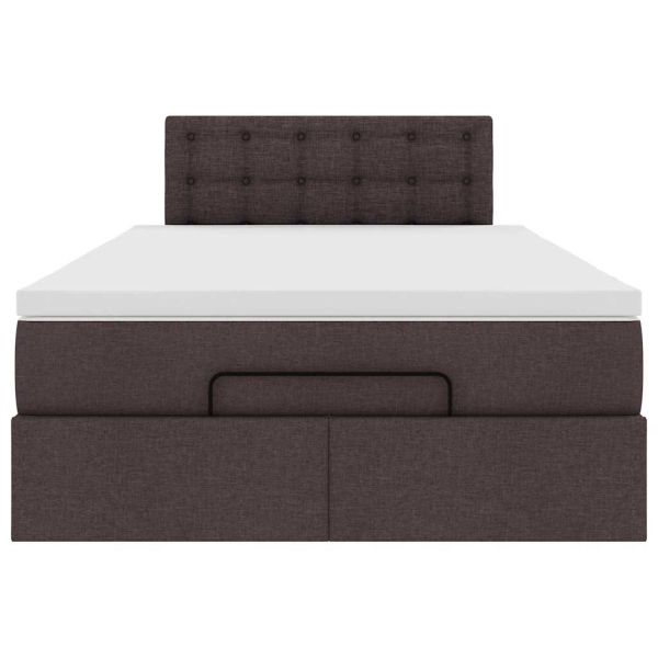 Османска легло с матрак, тъмнокафяво, 120x190 см, плат