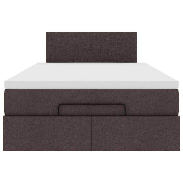 Османска легло с матрак и LED, тъмнокафяво, 120x190 см, плат