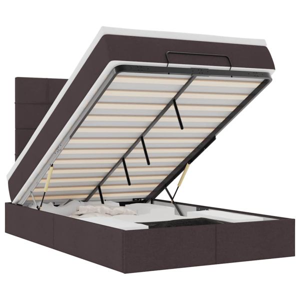 Османска легло с матрак, тъмнокафяво, 120x190 см, плат