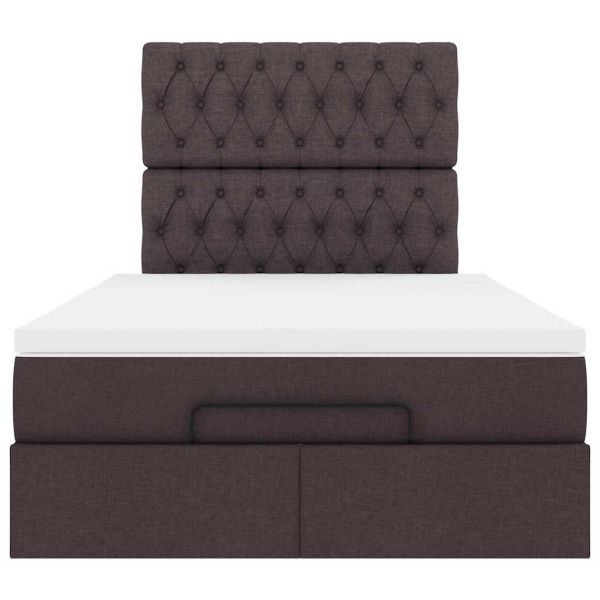 Османска легло с матрак, тъмнокафяво, 120x190 см, плат