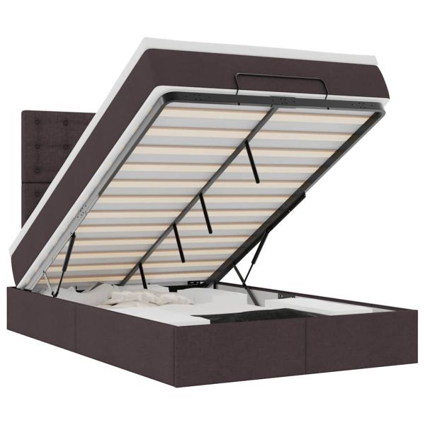 Османска легло с матрак, тъмнокафяво, 120x190 см, плат