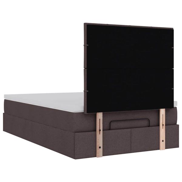 Османска легло с матрак и LED, тъмнокафяво, 120x190 см, плат