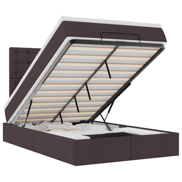 Османска легло с матрак и LED, тъмнокафяво, 120x190 см, плат