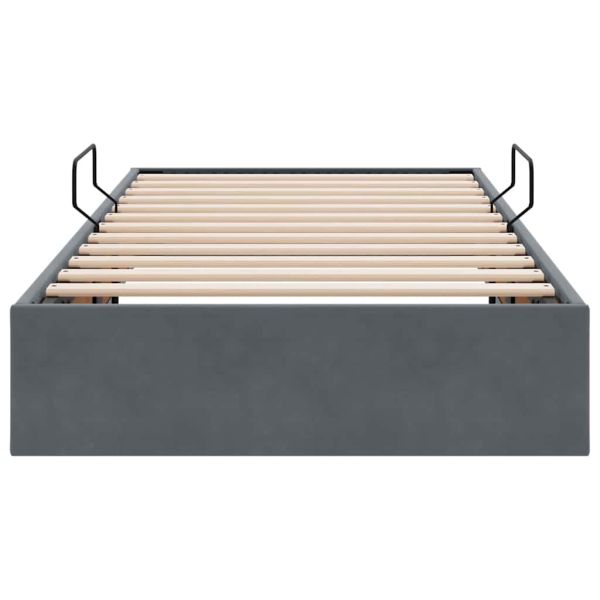 Легло с място за съхранение Тъмен сив 90 x 190 cm Кадифе