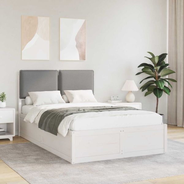 Леглова рамка с тапицирана гръбна част Светлосиво 120 x 200 cm