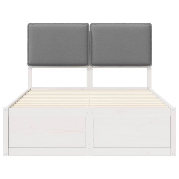 Леглова рамка с тапицирана гръбна част Светлосиво 120 x 200 cm