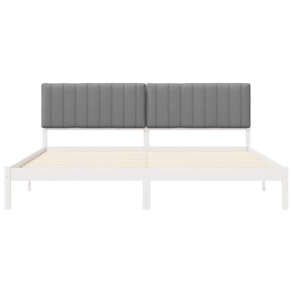 Леглова рамка с тапицирана гръбна част Светлосиво 200 x 200 cm