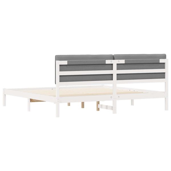 Леглова рамка с тапицирана гръбна част Светлосиво 200 x 200 cm