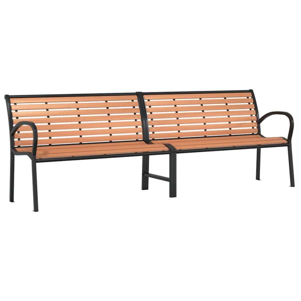 Градинска пейка кафява 231 см дърво и прахово боядисана стомана