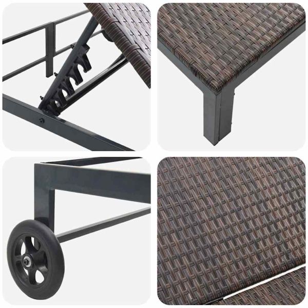 Шезлонг 1-човек Кафяво 206 x 62.5 x 74 см полиратан