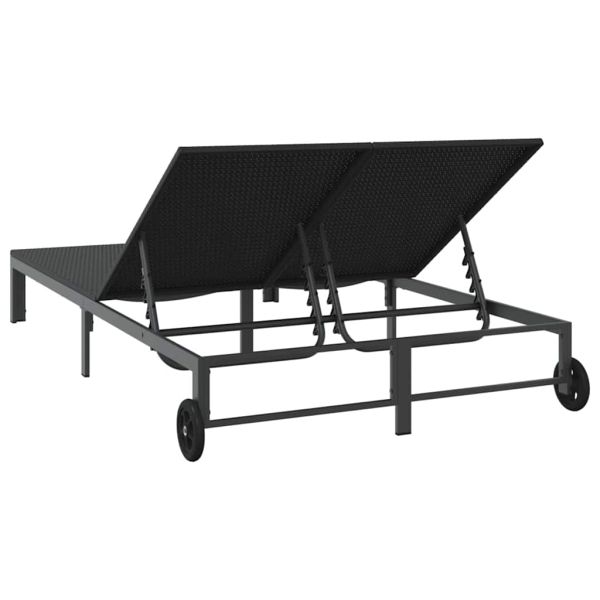 Шезлонг 1-човек Черно 206 x 62.5 x 74 см полиратан