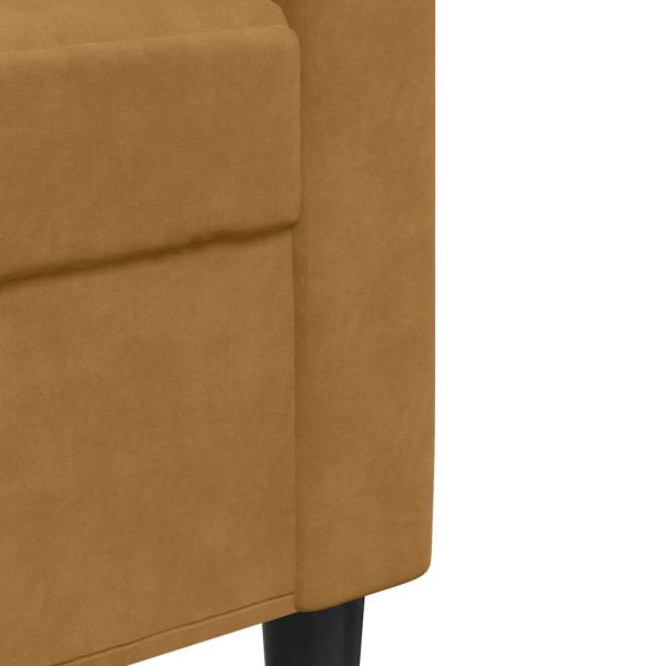 Мека мебел от 2 части с възглавници и болстери кафяв кадифе