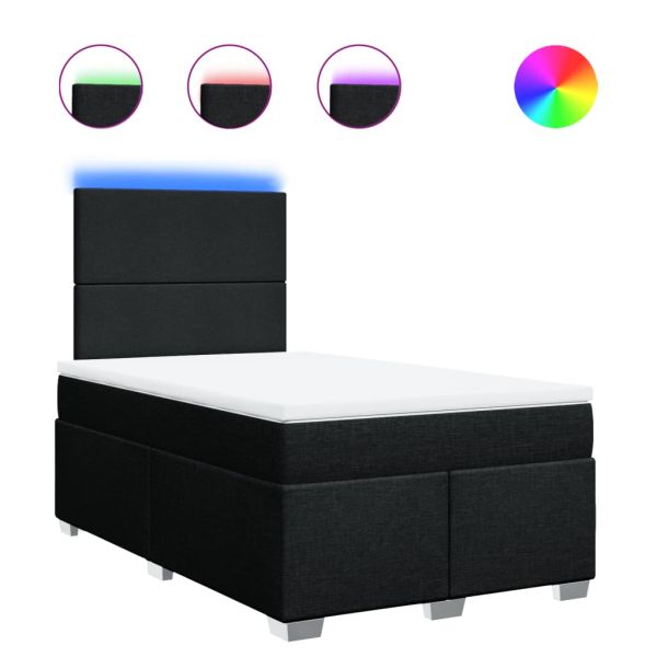 Боксспринг легло с матрак, черно, 120x190 см, плат