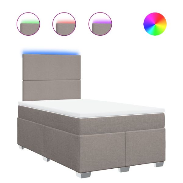 Боксспринг легло с матрак, таупе, 120x190 см, плат