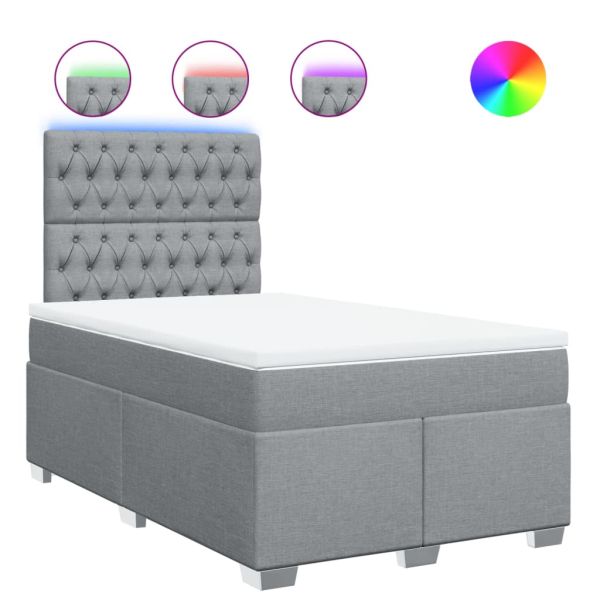 Боксспринг легло с матрак, светлосиво, 120x190 см, плат