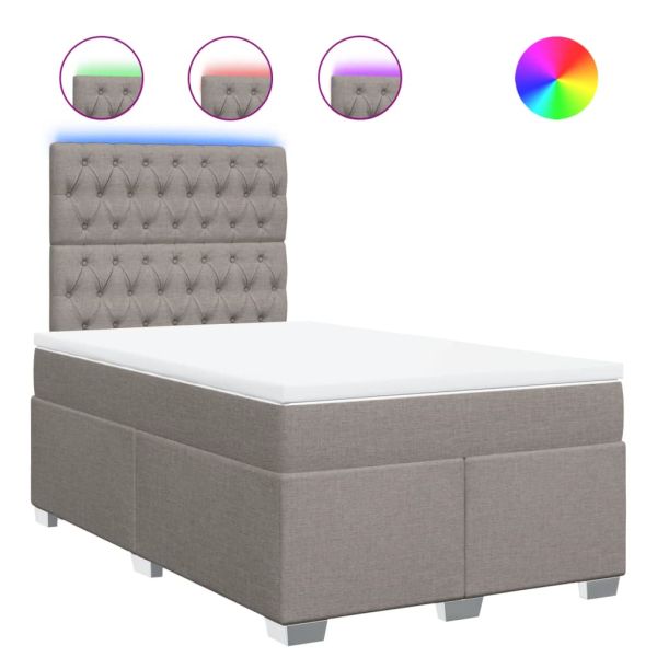 Боксспринг легло с матрак, таупе, 120x190 см, плат