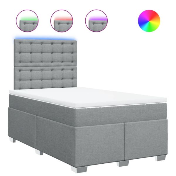 Боксспринг легло с матрак, светлосиво, 120x190 см, плат