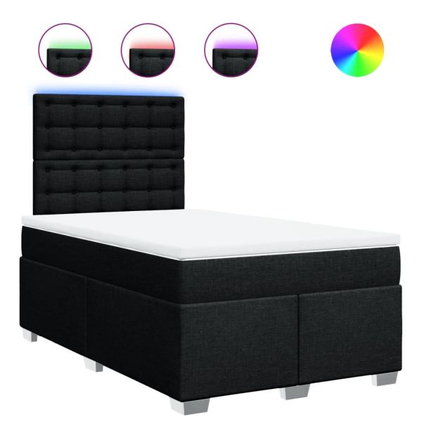 Боксспринг легло с матрак, черно, 120x190 см, плат