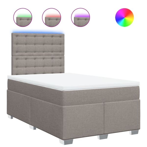 Боксспринг легло с матрак, таупе, 120x190 см, плат