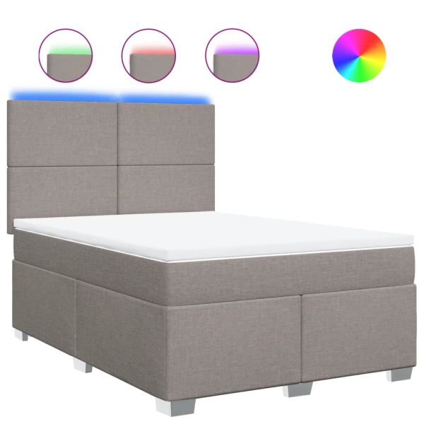 Боксспринг легло с матрак, таупе, 160x200 см, плат