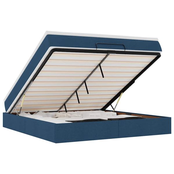 Османска легло с матрак, синьо, 160x200 см, плат